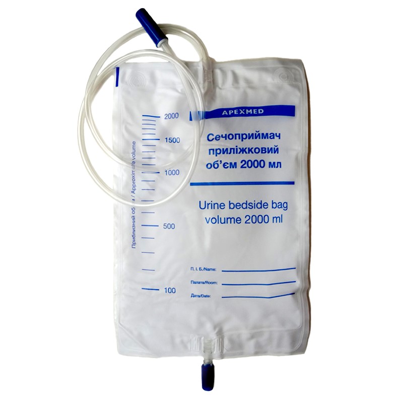 Сечоприймач APEXMED приліжковий, 2000 мл, трубка 90 см із зливним краном. №1